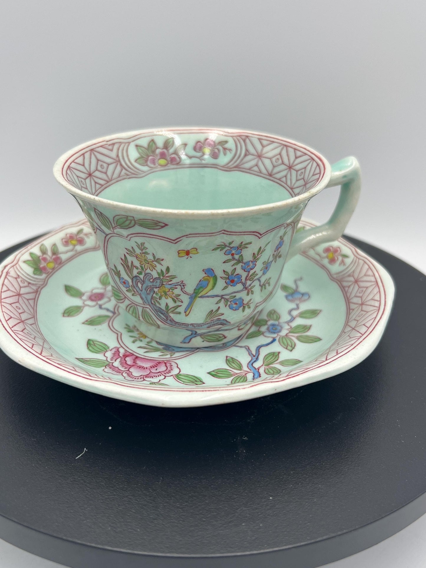 Vintage Adams Calyx Ware Singapore Bird Cup and Saucer – English Ironstone Set