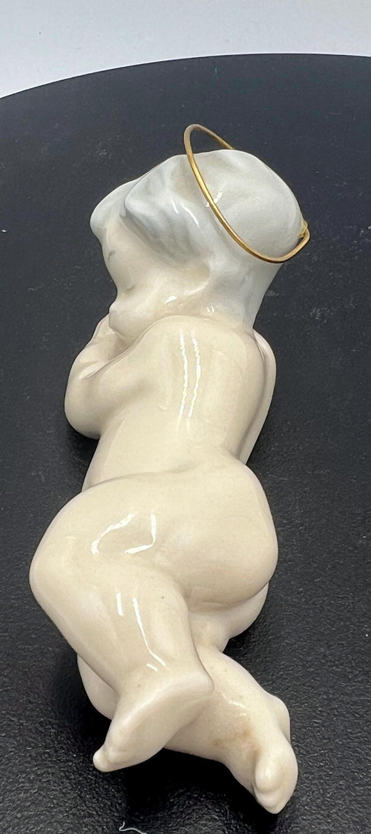 Lladro Figurine: Vintage Porcelain Angel Jesus Nativity Figurine Christmas Holiday Festivity Minimal Classic Porcelain