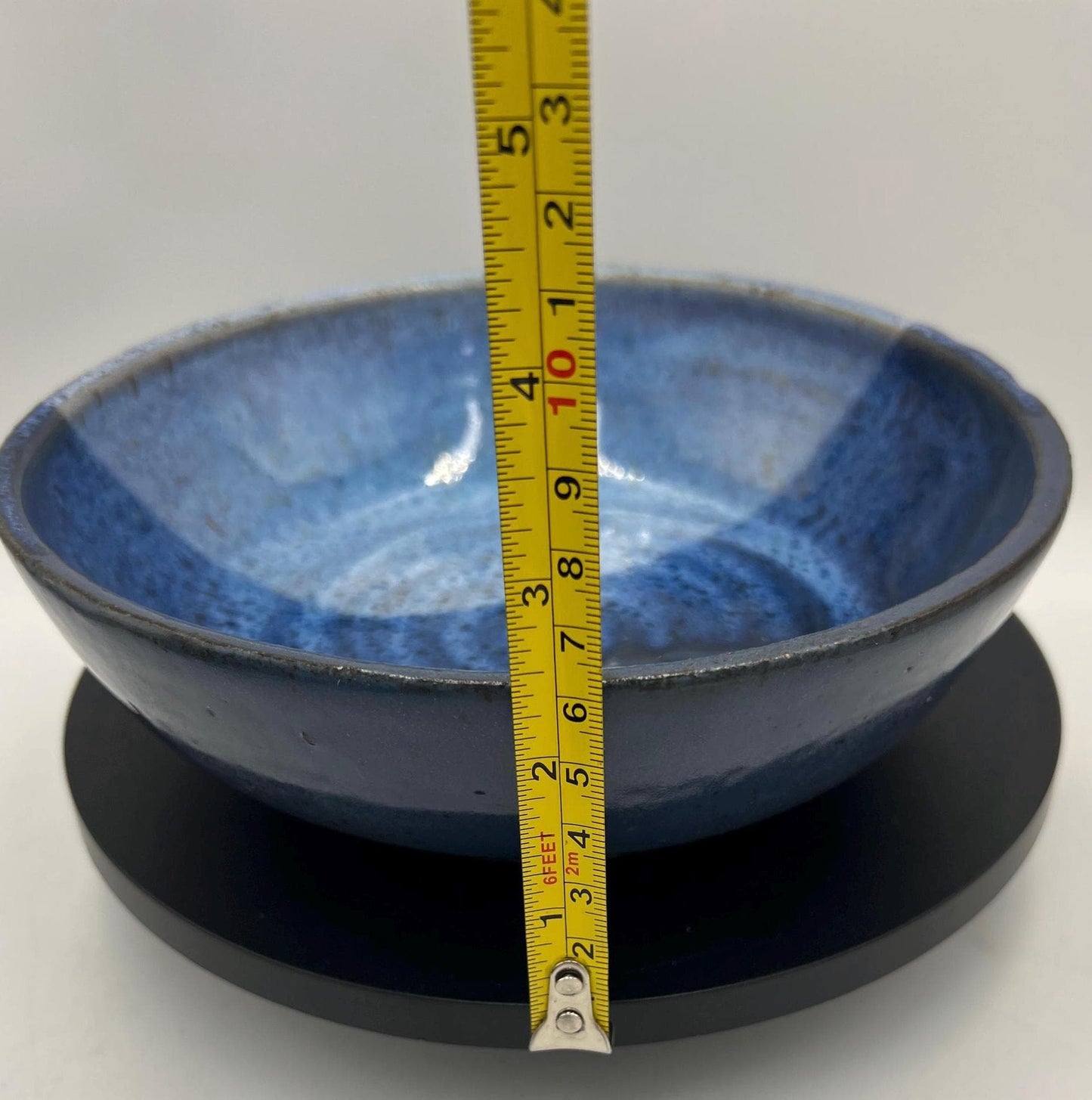 Vintage Blue Studio Pottery Bowl – Hand Thrown Stoneware Serving Bowl – Signed Trilobite Pottery Mark – 8 Inch Artisan Bowl