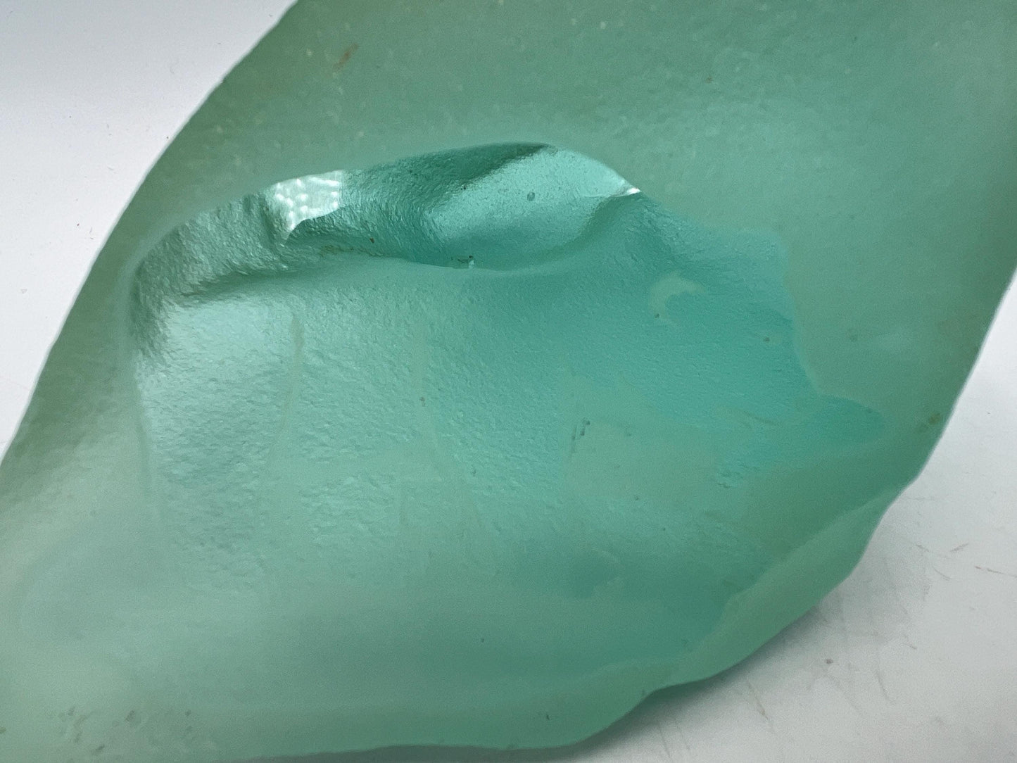 Vintage Coastal Aqua Frosted Sea Glass Etched Polar Bear Paperweight Glass Art