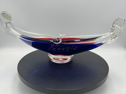Authentic Venezia Murano Art Glass Gondola 11.5" Bowl