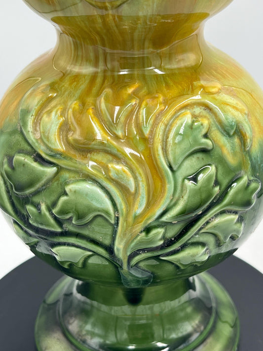 Vintage Royal Haeger Vase: Green and Yellow Bulb Drip Vase - Mid Century Modern Style