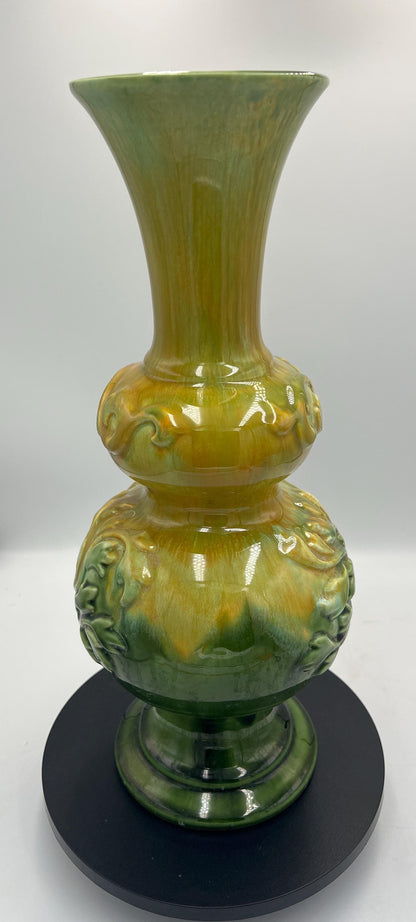 Vintage Royal Haeger Vase: Green and Yellow Bulb Drip Vase - Mid Century Modern Style