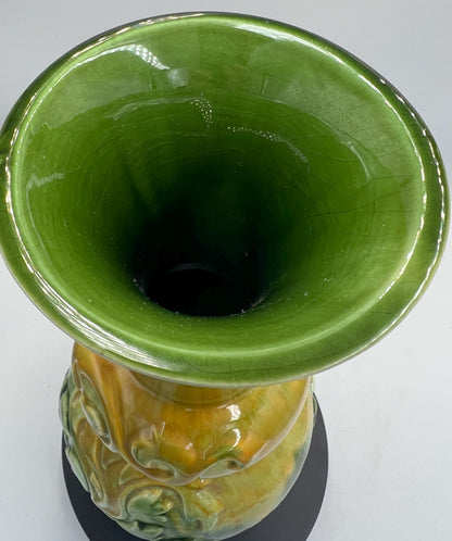 Vintage Royal Haeger Vase: Green and Yellow Bulb Drip Vase - Mid Century Modern Style