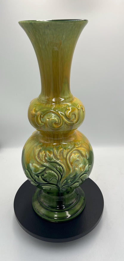 Vintage Royal Haeger Vase: Green and Yellow Bulb Drip Vase - Mid Century Modern Style
