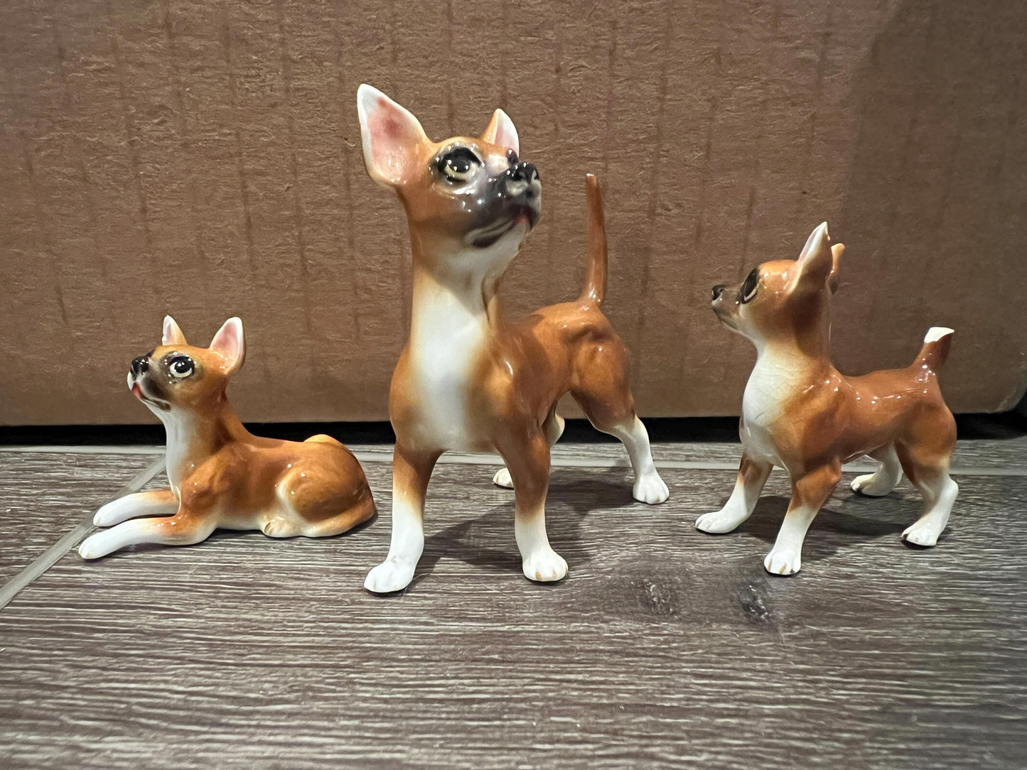 Vintage Trio of Chihuahua Ceramic Figurines