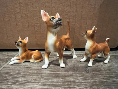 Vintage Trio of Chihuahua Ceramic Figurines