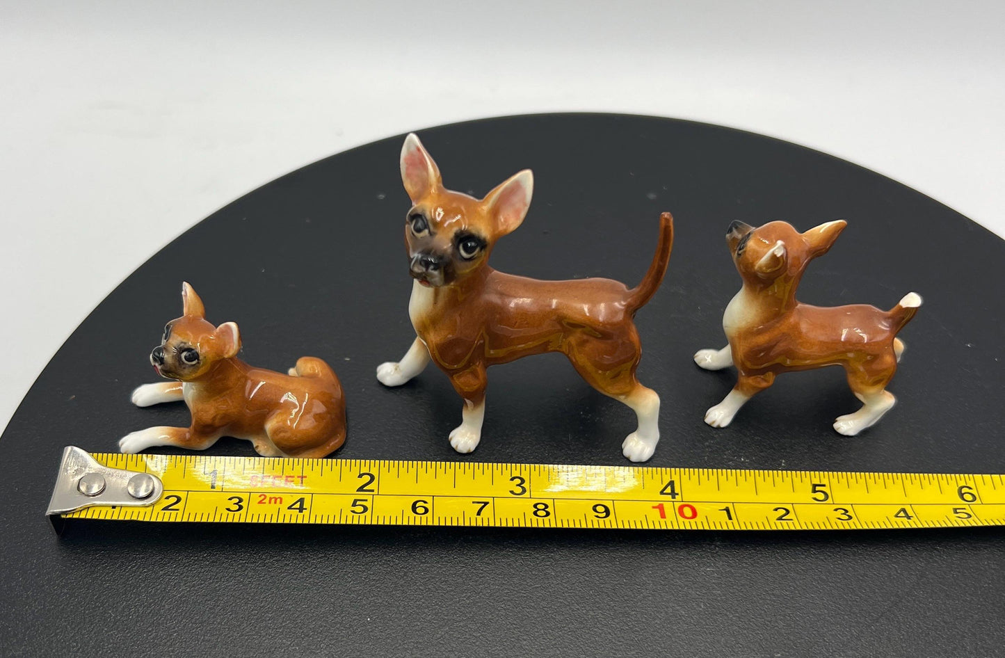 Vintage Trio of Chihuahua Ceramic Figurines