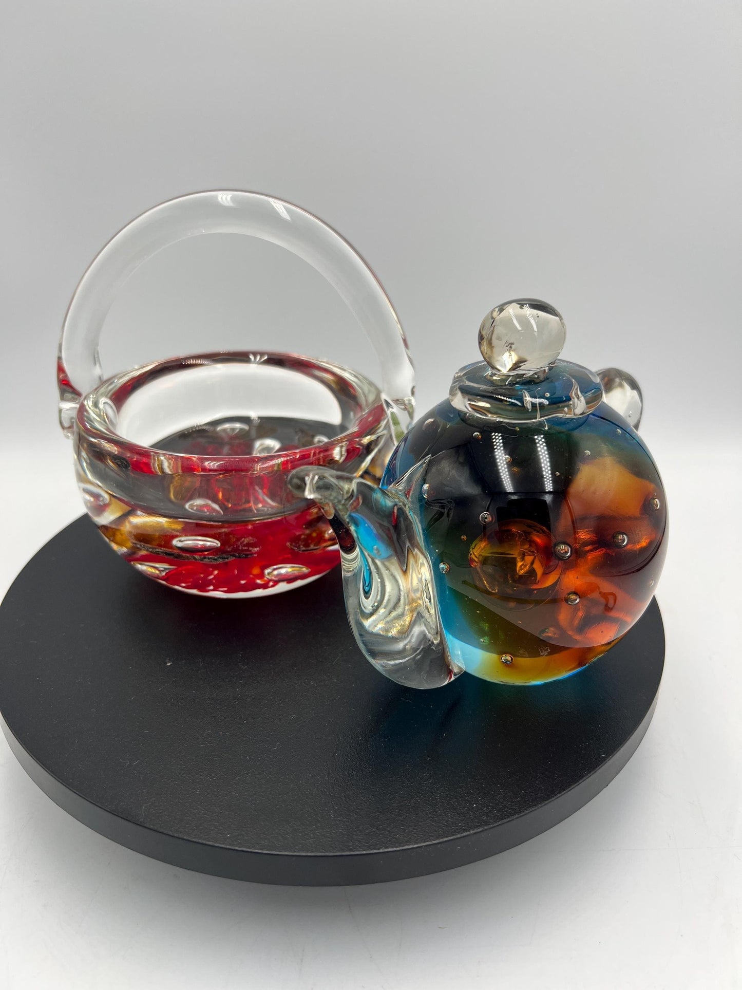 Art Glass: Teapots and Joe Rice Basket - Sold Individually