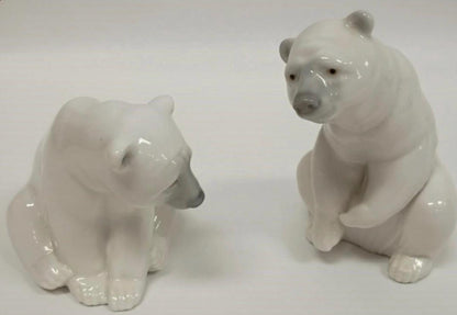 Lladro Seated Polar Bear and Resting Polar Bear Set Figurines: Lladro - Porcelain Sculpture. No Box