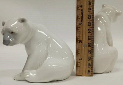 Lladro Seated Polar Bear and Resting Polar Bear Set Figurines: Lladro - Porcelain Sculpture. No Box