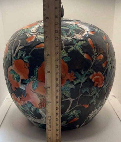 Vintage Chinese Famille Noire Ginger Jar