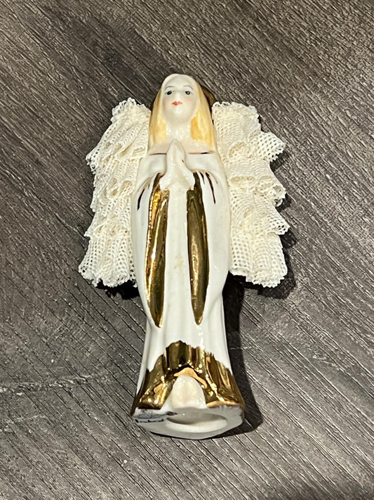 Vintage Irish MZ Dresden Lace Christmas Ornament - Angel