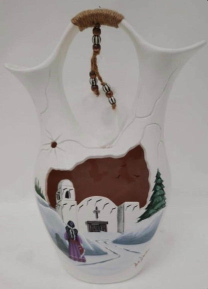 Native American Village Wedding Vase Hand Painted Bill Drake