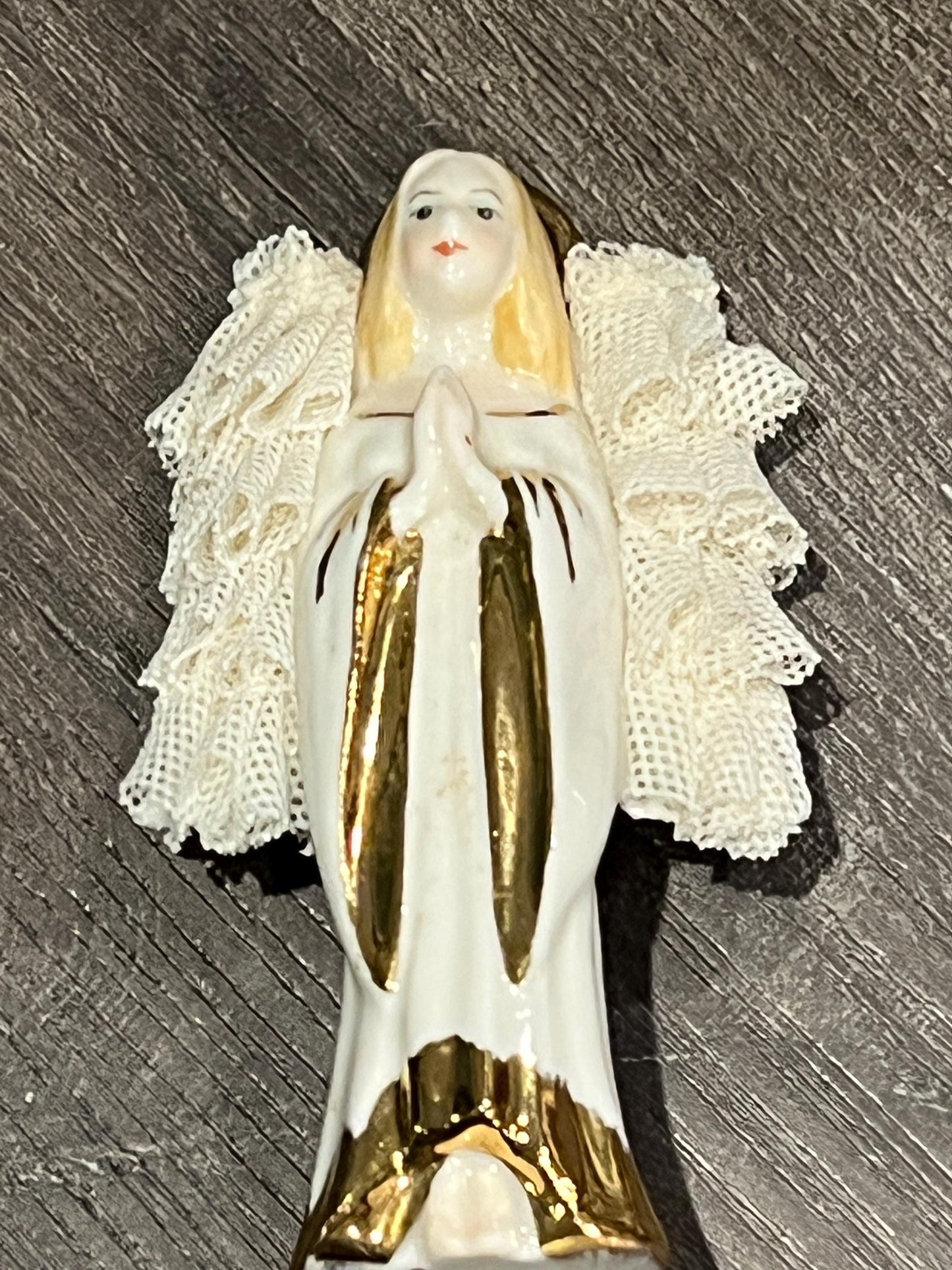 Vintage Irish MZ Dresden Lace Christmas Ornament - Angel