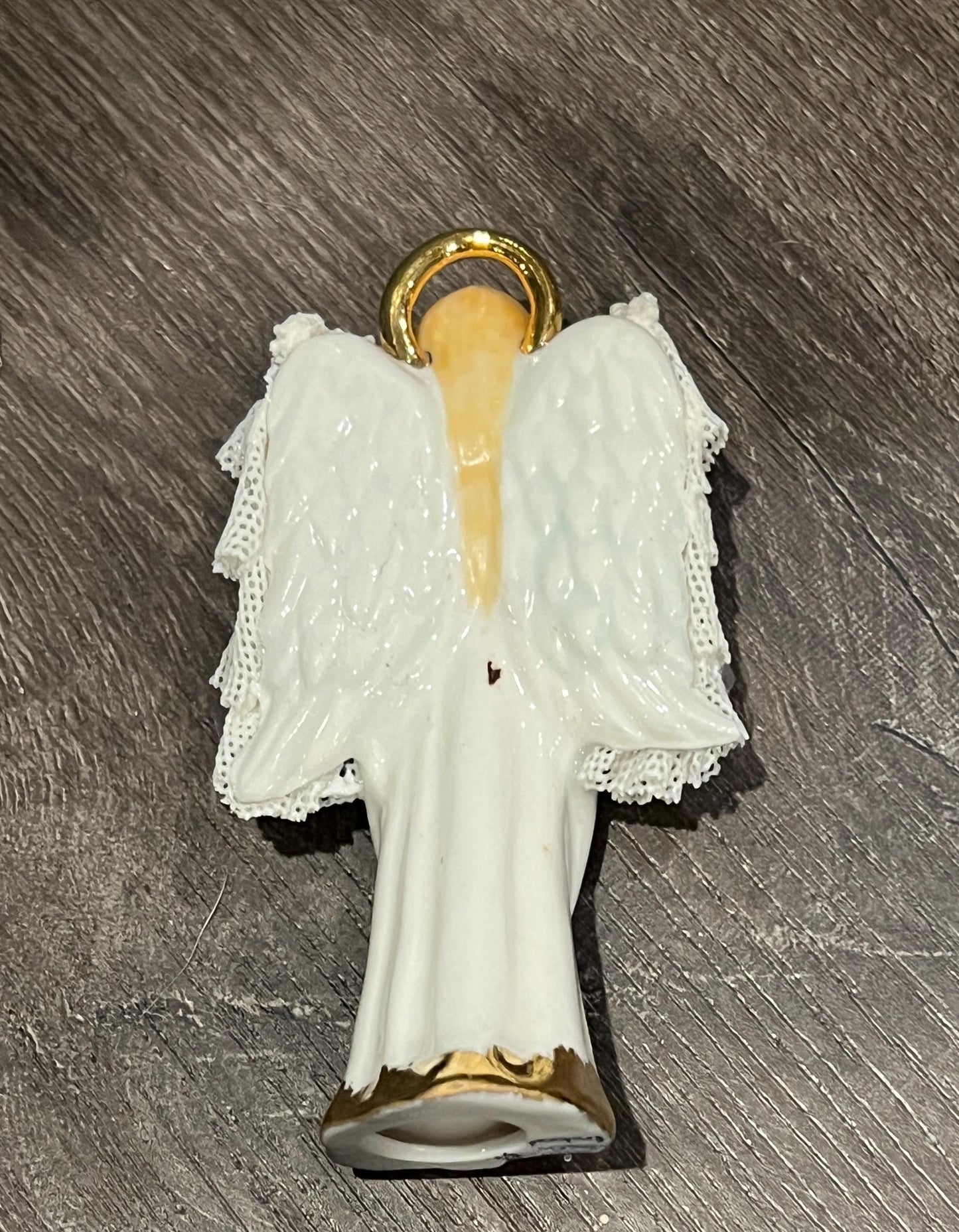 Vintage Irish MZ Dresden Lace Christmas Ornament - Angel