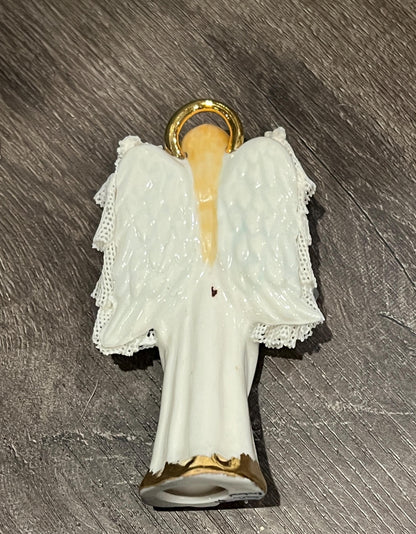 Vintage Irish MZ Dresden Lace Christmas Ornament - Angel