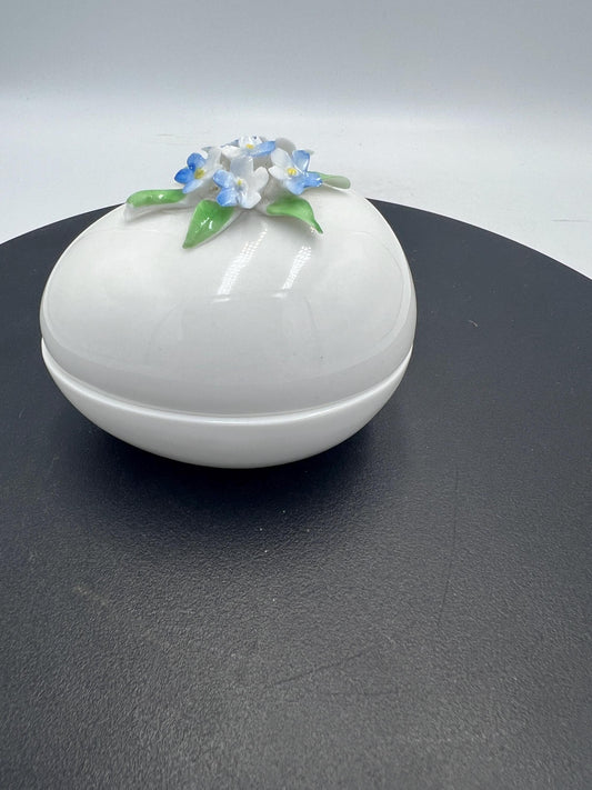 Vtg Golden Crown E&R England Fine Bone China Handpainted Egg Shaped Trinket Box