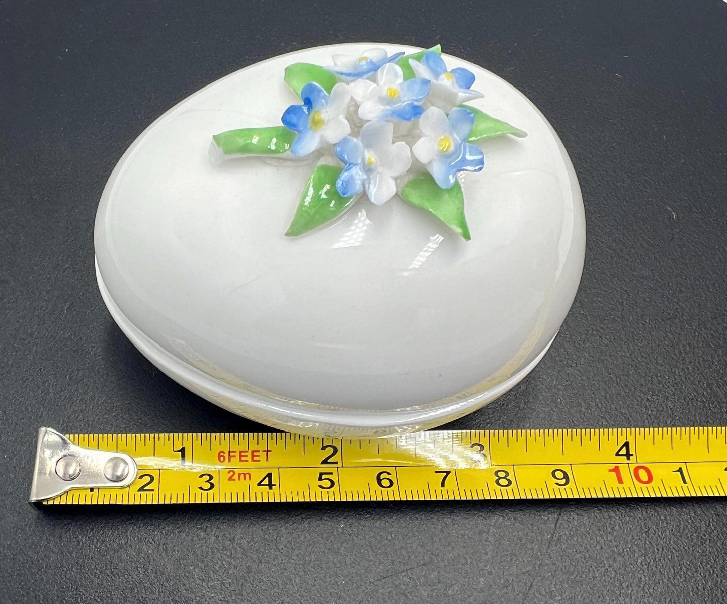 Vtg Golden Crown E&R England Fine Bone China Handpainted Egg Shaped Trinket Box