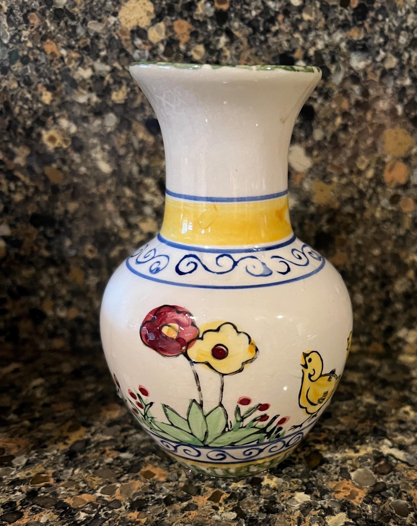 VTG Easter Spring Chicken Vase Ceramic Hand Painted