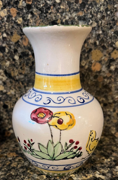 VTG Easter Spring Chicken Vase Ceramic Hand Painted