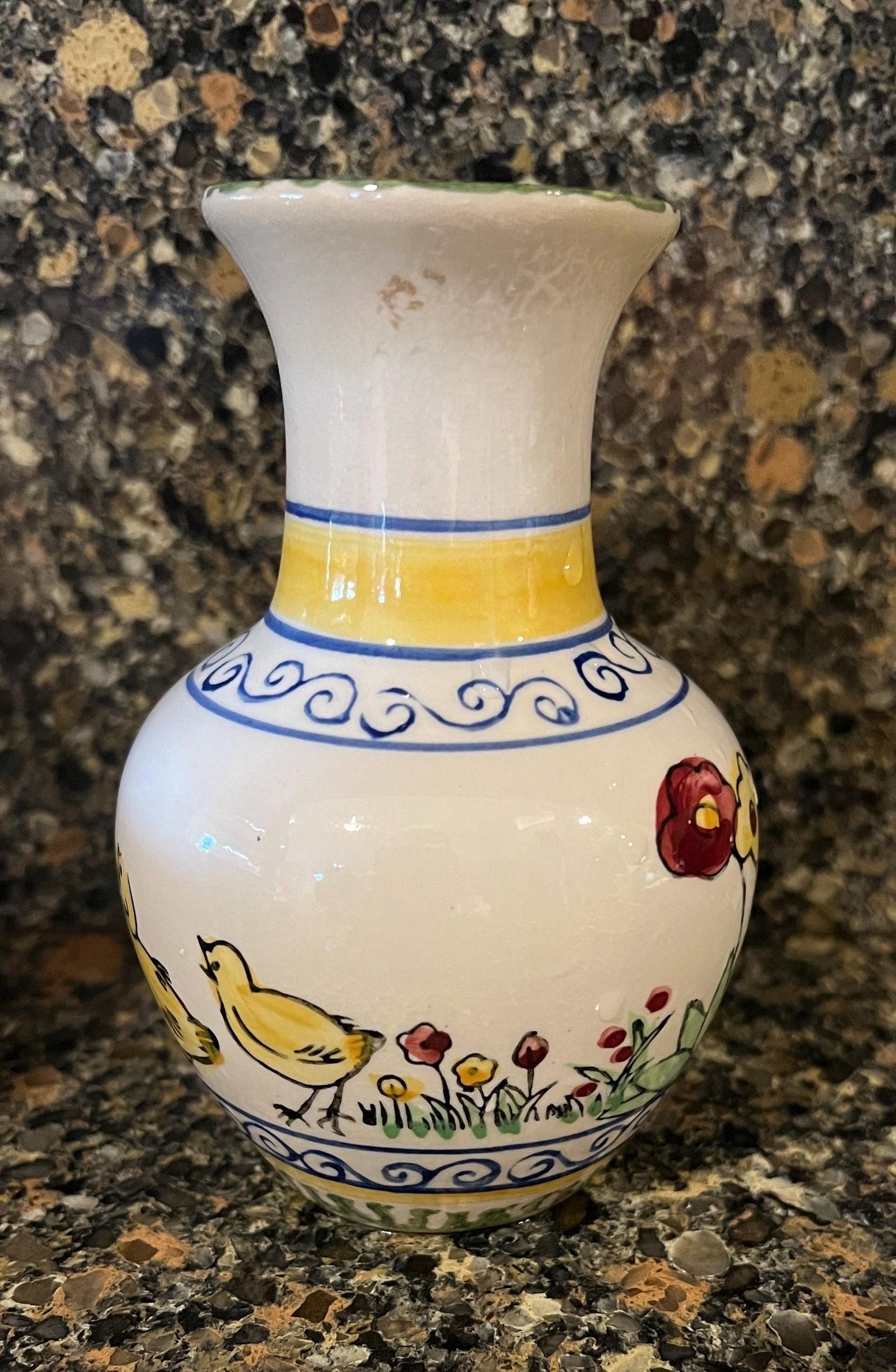 VTG Easter Spring Chicken Vase Ceramic Hand Painted