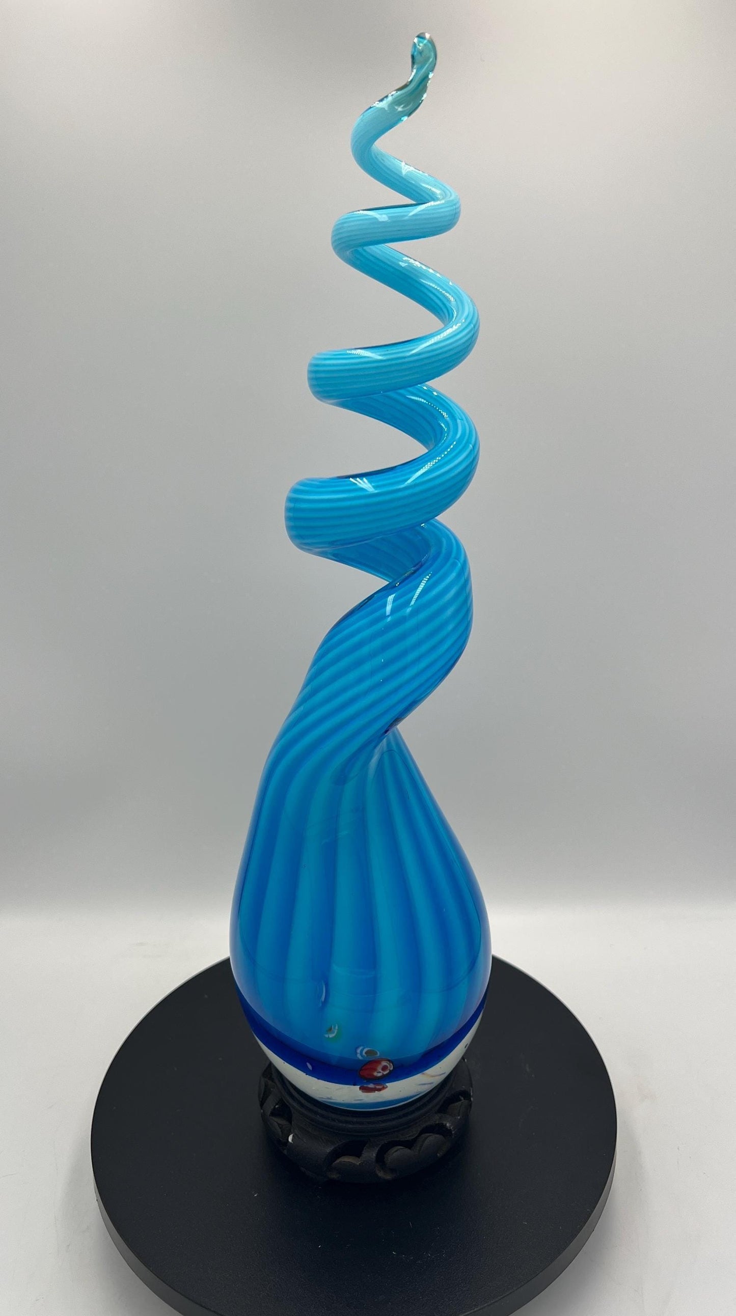 Murano Art Glass Blue Swirl Corkscrew Sculpture
