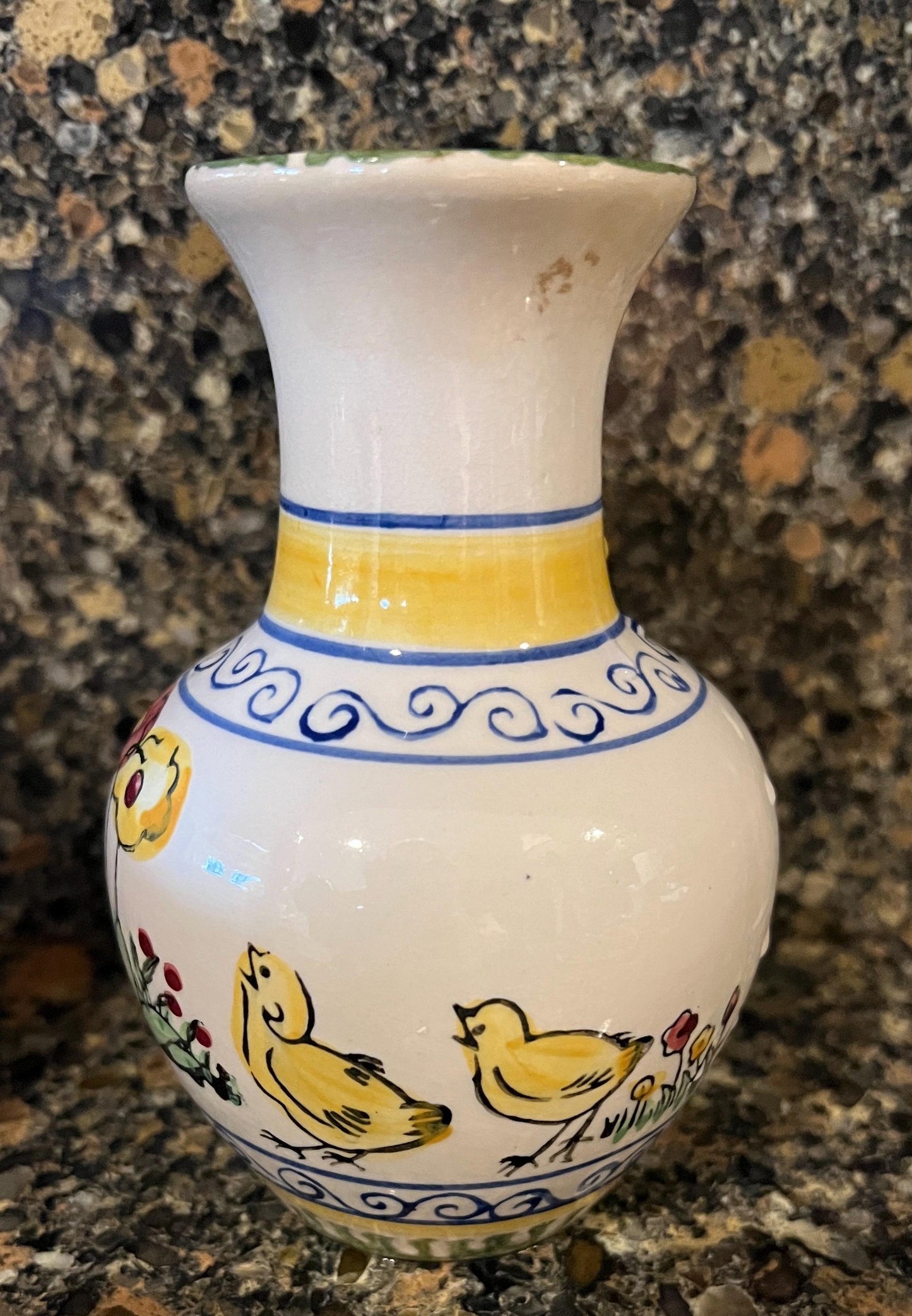 VTG Easter Spring Chicken Vase Ceramic Hand Painted