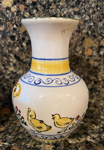 VTG Easter Spring Chicken Vase Ceramic Hand Painted