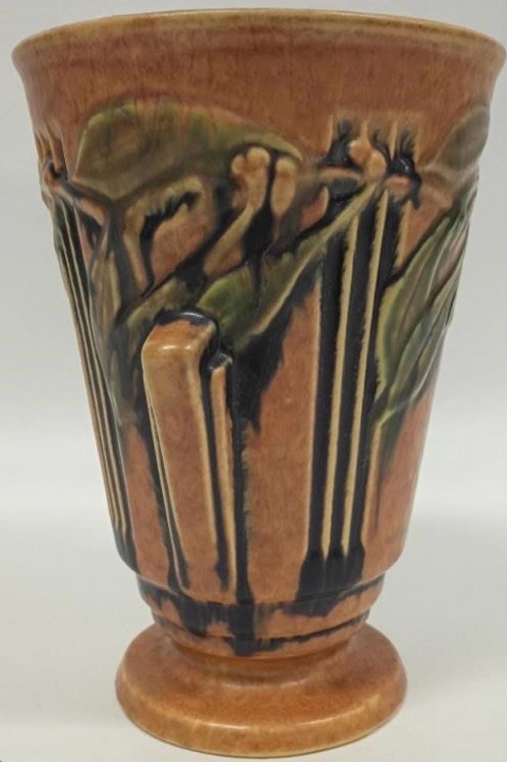 Roseville 1934 Laurel Vase - Vintage Handled Ceramic Pottery