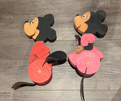 Old School Disney Mickey and Minnie Pair of Toys