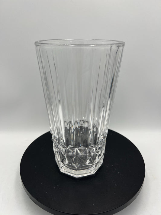 Val St Lambert Belgium Vintage Crystal Vase Diamond Band Signed VS