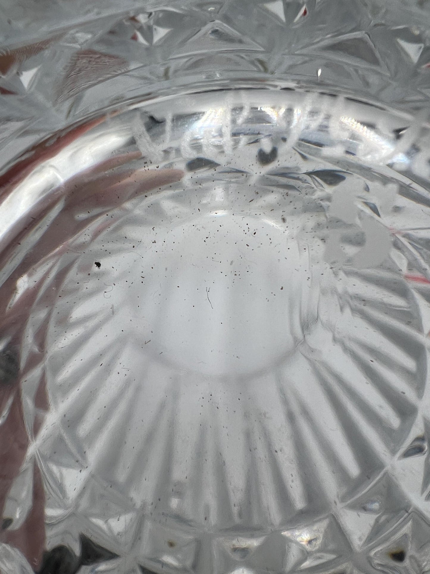 Val St Lambert Belgium Vintage Crystal Vase Diamond Band Signed VS