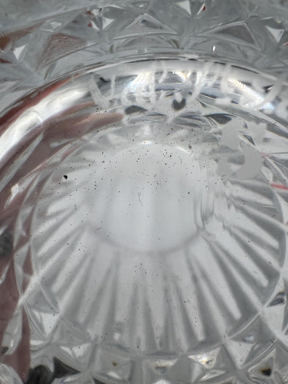Val St Lambert Belgium Vintage Crystal Vase Diamond Band Signed VS