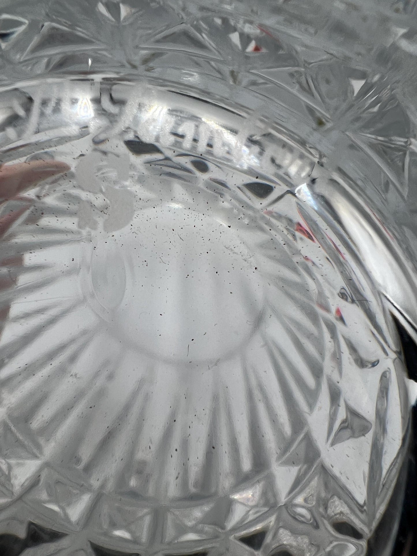 Val St Lambert Belgium Vintage Crystal Vase Diamond Band Signed VS