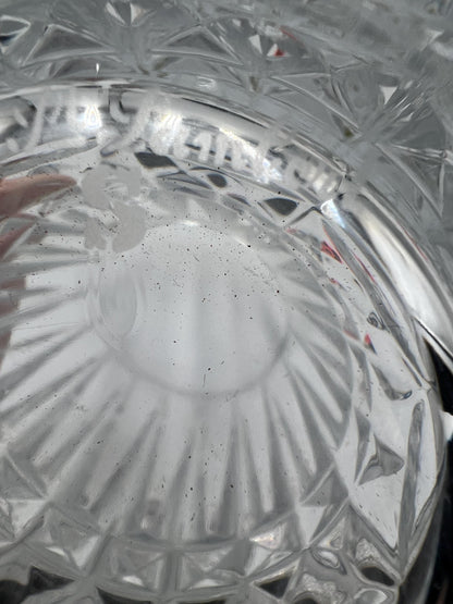 Val St Lambert Belgium Vintage Crystal Vase Diamond Band Signed VS