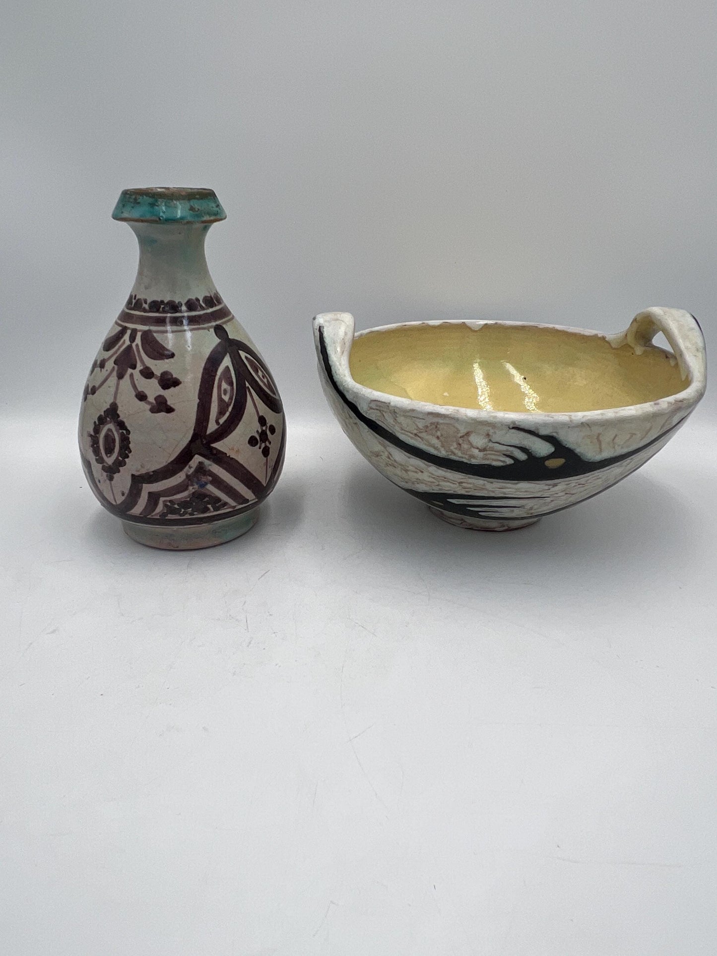 Art Pottery Bowl and Vase Signed by Artist Livia Gorka