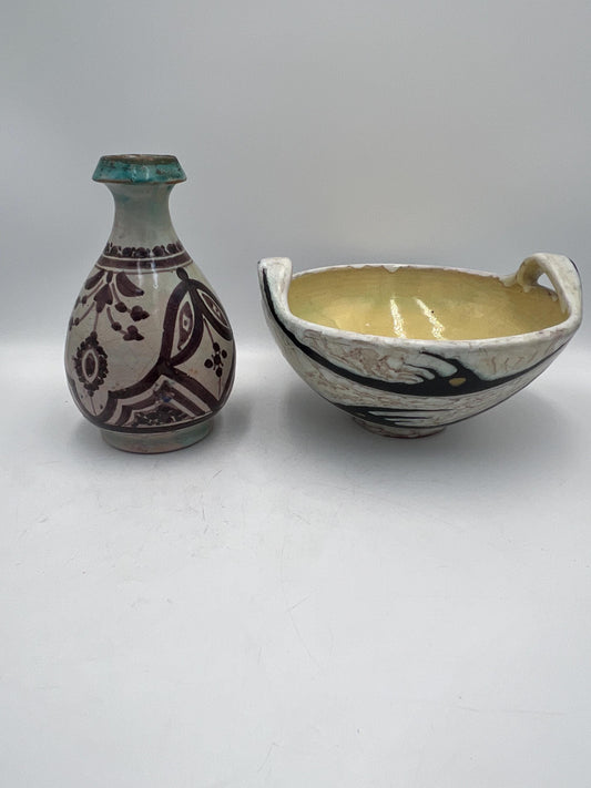 Art Pottery Bowl and Vase Signed by Artist Livia Gorka