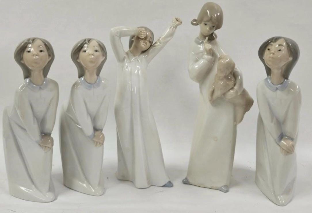 Children in Nightgowns: Lladro / Nao  - Porcelain w Glossy Finish. No Box. Sold individually