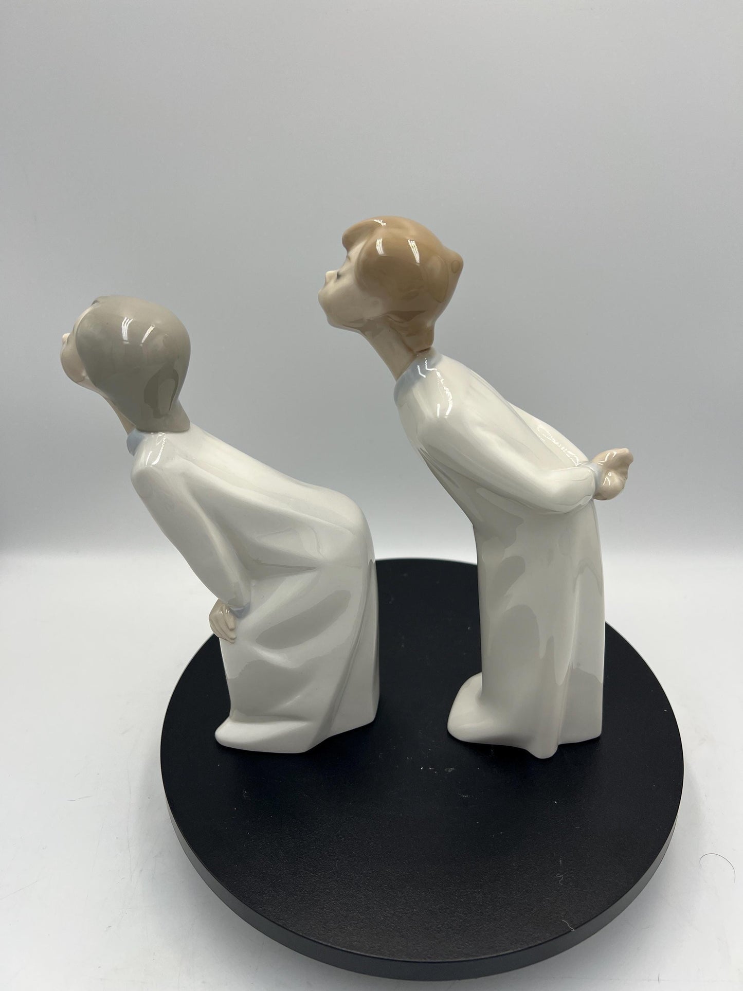 Boy and Girl Kissing, "Kiss Me Goodnight" Lladro Porcelain Sculpture