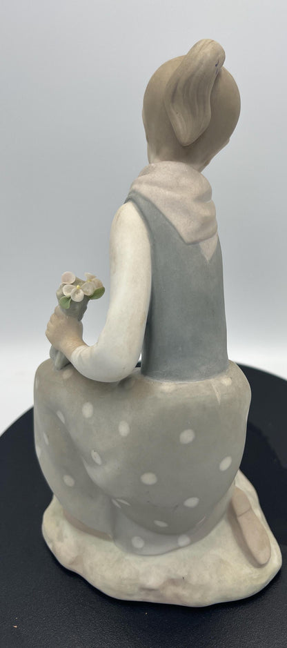 Lladro Statues, "Girl Gathering Flowers" and "Duck Seller" Lladro Porcelain Sculpture - Sold Individually
