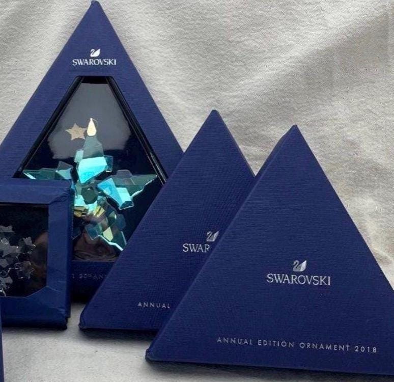 Swarovski Crystal Annual Edition Ornaments, in Original Box and Packaging. Choose from 2018, 2019 and 2021 and 2010 (Little)