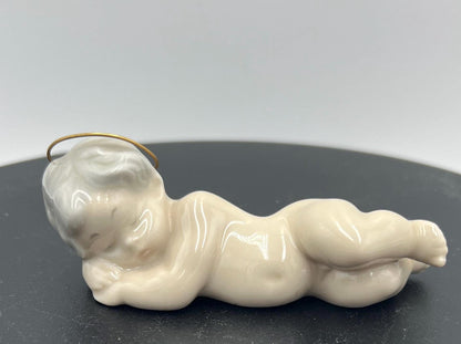 Lladro Figurine: Vintage Porcelain Angel Jesus Nativity Figurine Christmas Holiday Festivity Minimal Classic Porcelain