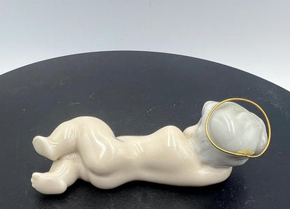 Lladro Figurine: Vintage Porcelain Angel Jesus Nativity Figurine Christmas Holiday Festivity Minimal Classic Porcelain