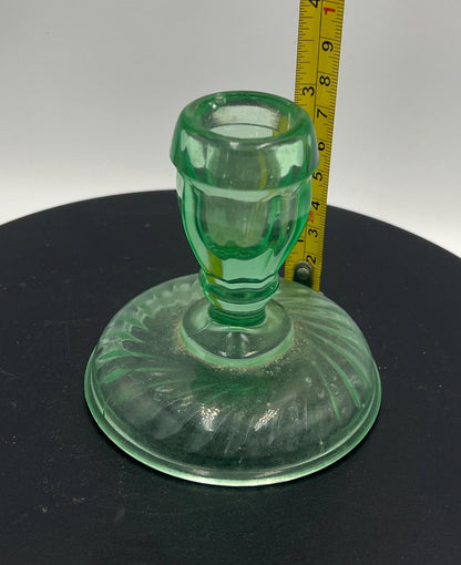 Fostoria Uranium Glass Candlestick Holder - Glows!