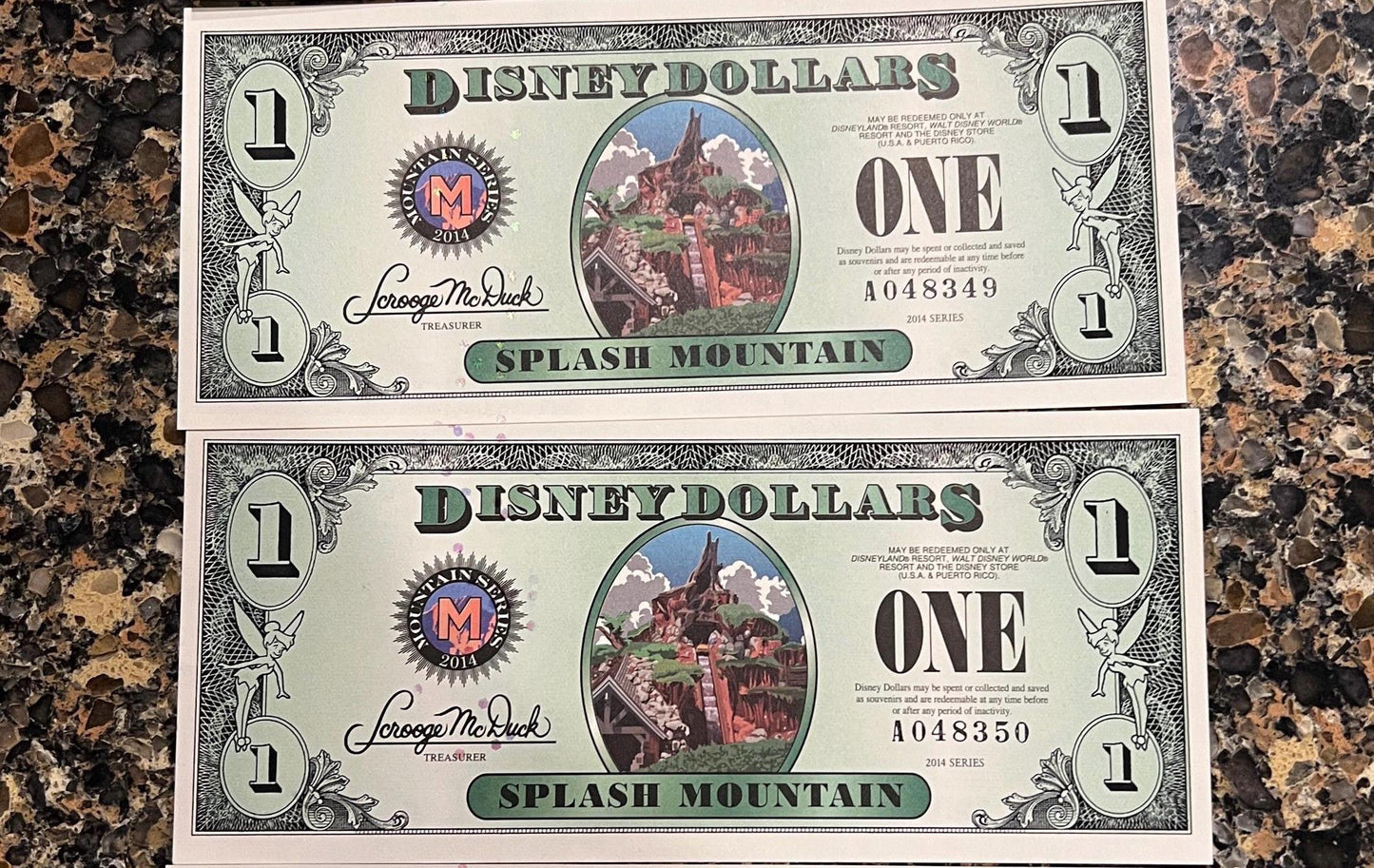 DISNEY Dollars - Huge Variety Available - Ten Dollars - Five - One - Being Sold as Individual Bills