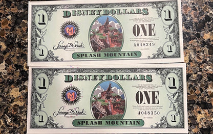 DISNEY Dollars - Huge Variety Available - Ten Dollars - Five - One - Being Sold as Individual Bills