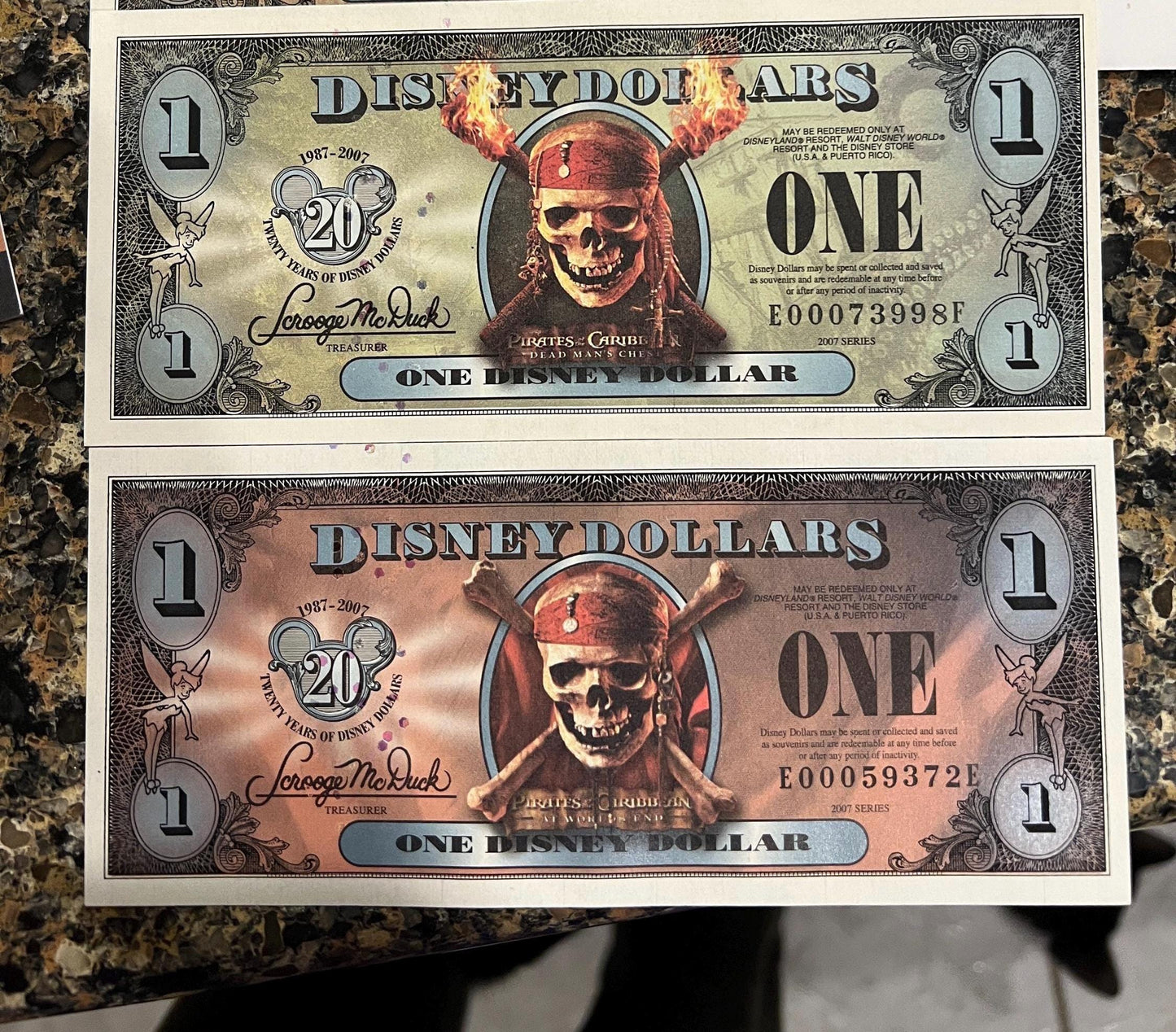 DISNEY Dollars - Huge Variety Available - Ten Dollars - Five - One - Being Sold as Individual Bills
