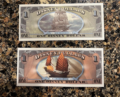 DISNEY Dollars - Huge Variety Available - Ten Dollars - Five - One - Being Sold as Individual Bills