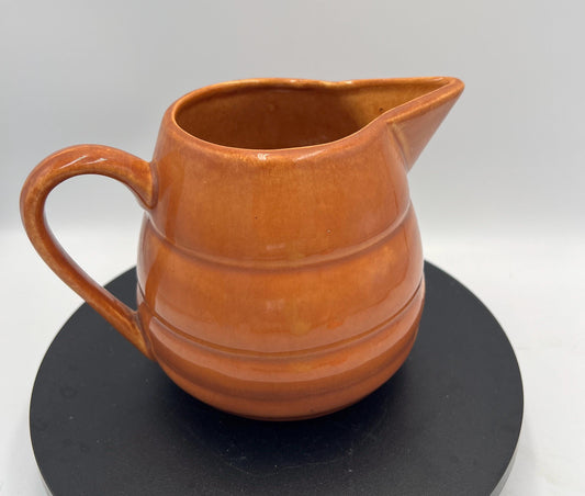 Vintage Bauer Ringware Orange Pottery 2 Quart Pitcher | California Art Pottery | 1930s 1940s Ceramic Water Jug | Mid Century Farmhouse Decor